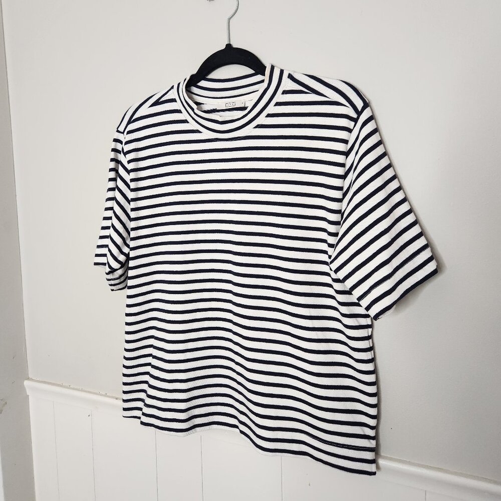 AYR Black and White Striped Short Sleeve Tee